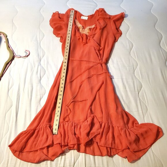 Sweet 213 Michelle Kim Coral Chiffon wrap dress and slip - Picture 5 of 5